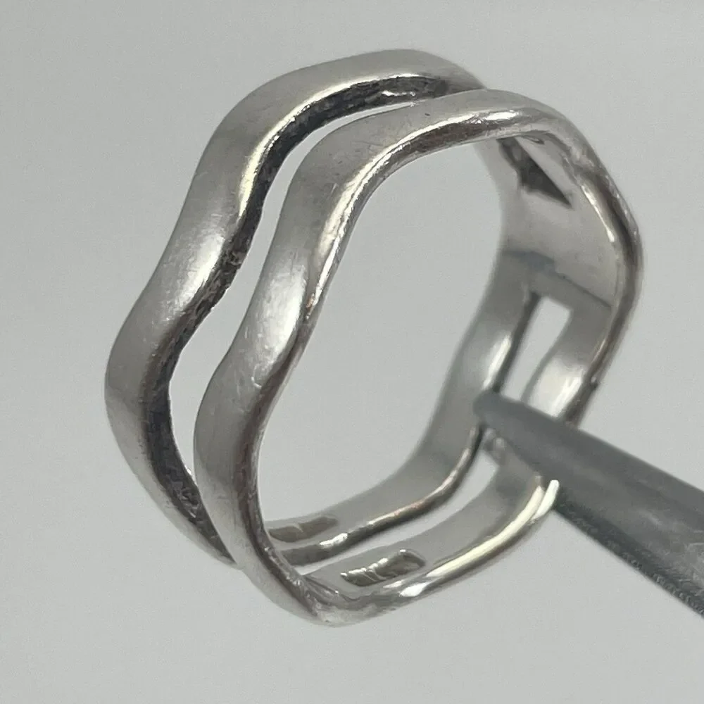 Vintage 925 Sterling Silver Ring Wave Band Sz 6 Boho Classic Timeless